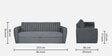 Bianca 3 Seater Fabric Sofa Cum in Steel Grey Colour