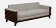 Binche Sheesham Wood 3 Seater Sofa In Beige Colour