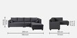 Bingo Fabric LHS Sectional Sofa (3+ Lounger) In Grey Colour Bingo Fabric LHS Sectional Sofa (3+ Lounger) In Grey Colour