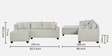 Bingo Fabric RHS Sectional Sofa (2+ Lounger) In Creamy Cashmere Colour