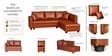 Bingo Leatherette LHS Sectional Sofa (2+ Lounger) In Tan Pu Colour