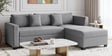 Bingo Velvet LHS Sectional Sofa (2+ Lounger) In Grey Colour Bingo Velvet LHS Sectional Sofa (2+ Lounger) In Grey Colour