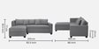 Bingo Velvet RHS RHS Sectional Sofa ( 2+ Lounger ) In Grey Colour Bingo Velvet RHS RHS Sectional Sofa ( 2+ Lounger ) In Grey Colour
