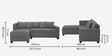 Bingo Velvet RHS Sectional Sofa (2+ Lounger) In Grey Colour Bingo Velvet RHS Sectional Sofa (2+ Lounger) In Grey Colour
