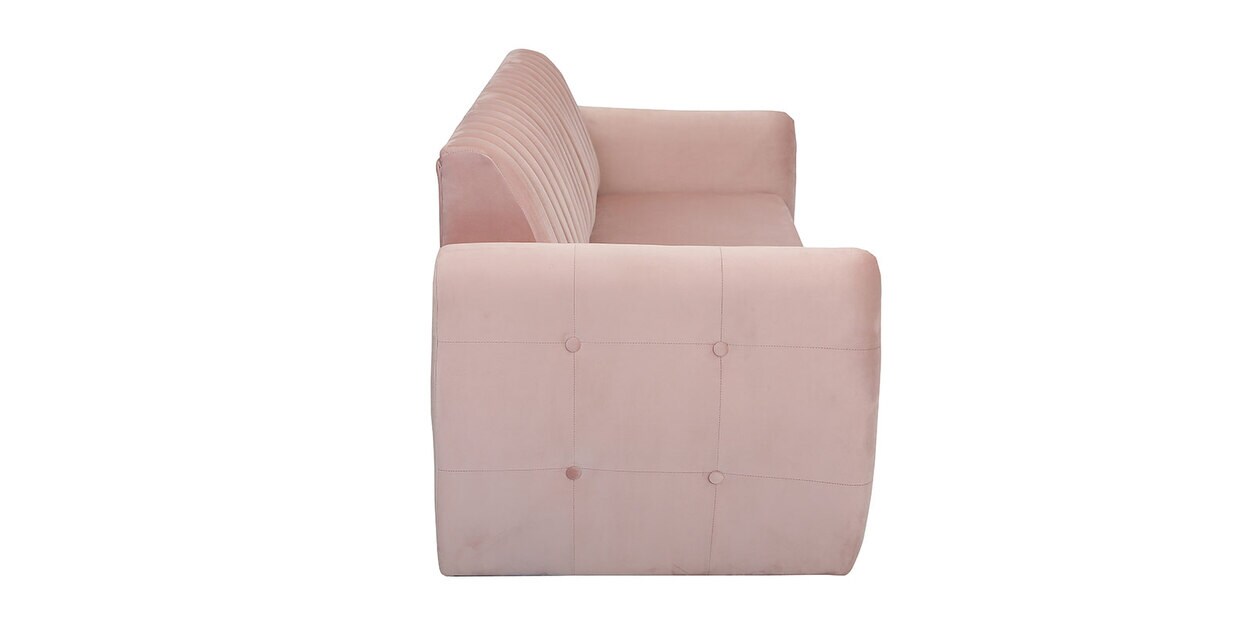 Buy Bianca Velvet PullOut Sofa Cum Bed in Baby Pink Colour Online