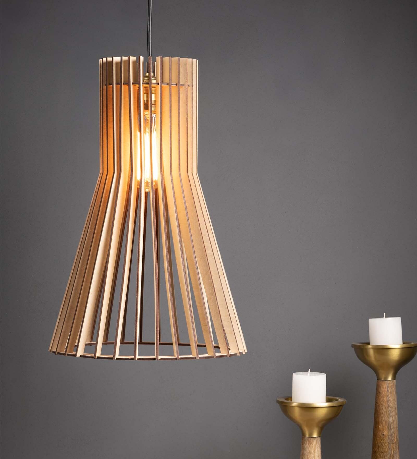 Biana Birch Wood Ceiling Lamp