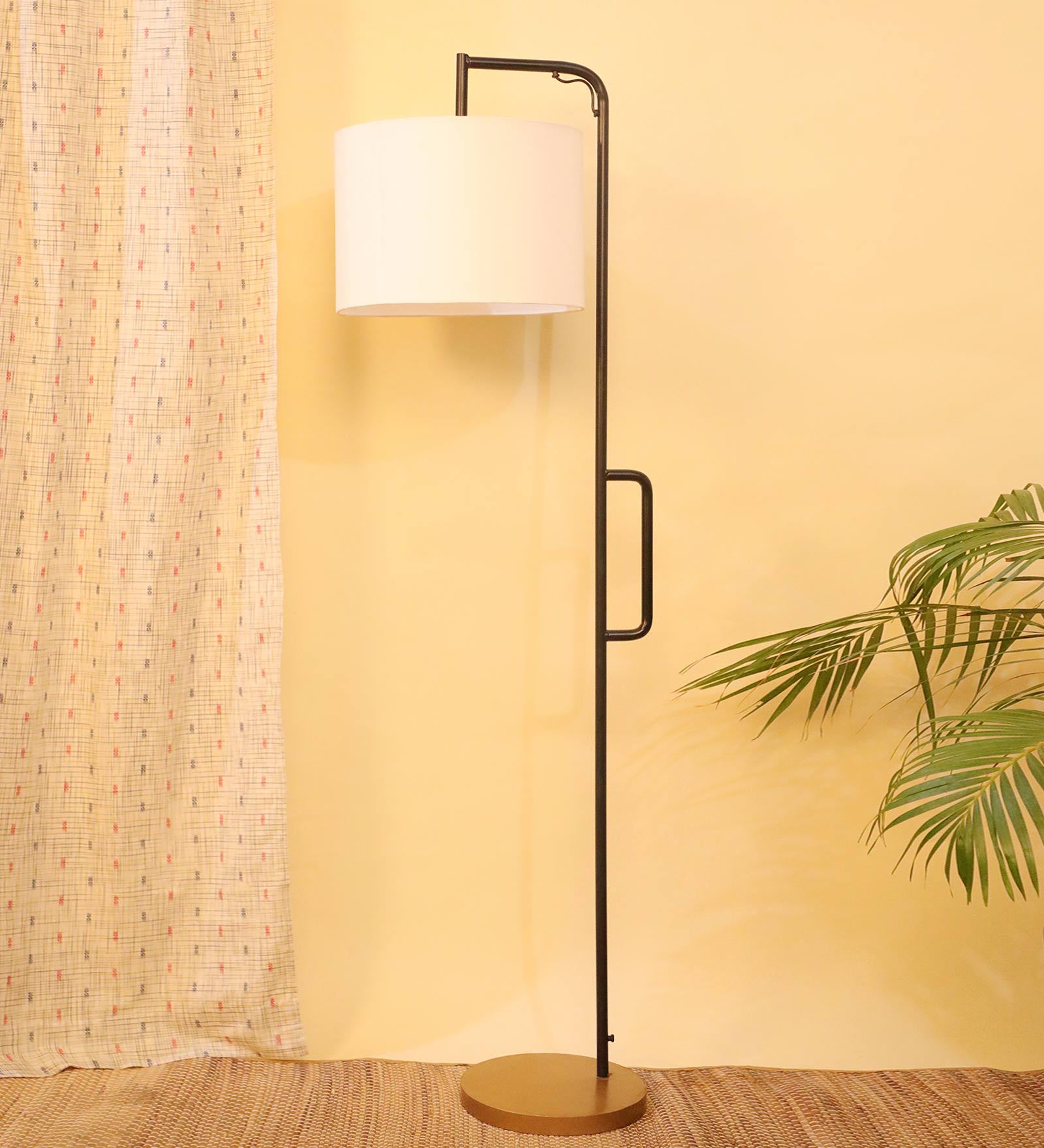 Bianca White Fabric Shade Club Floor Lamp With Metal Base