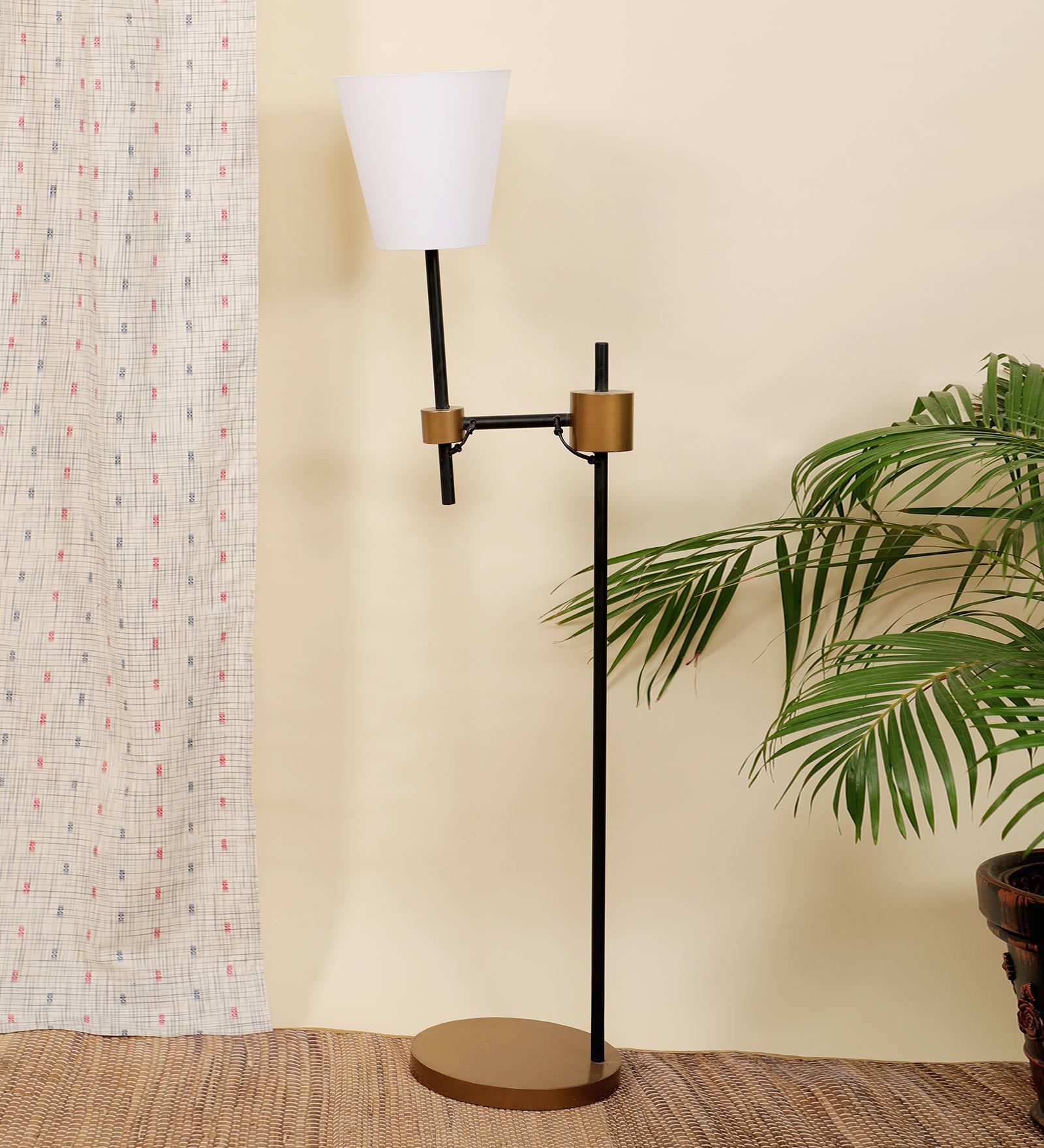 Twilight White Fabric Shade Novelty Floor Lamp With Metal Base