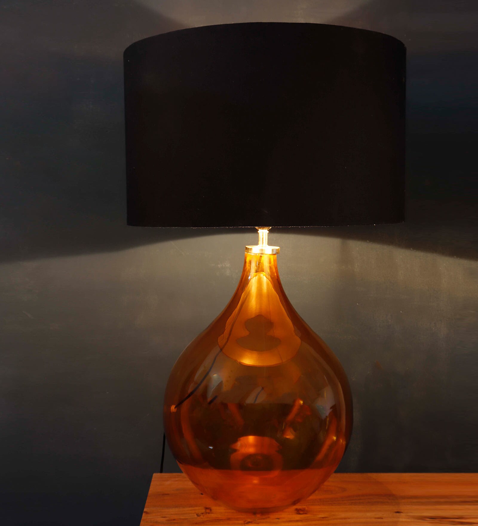 Big Bump Black Fabric Shade Table Lamp with Red Base