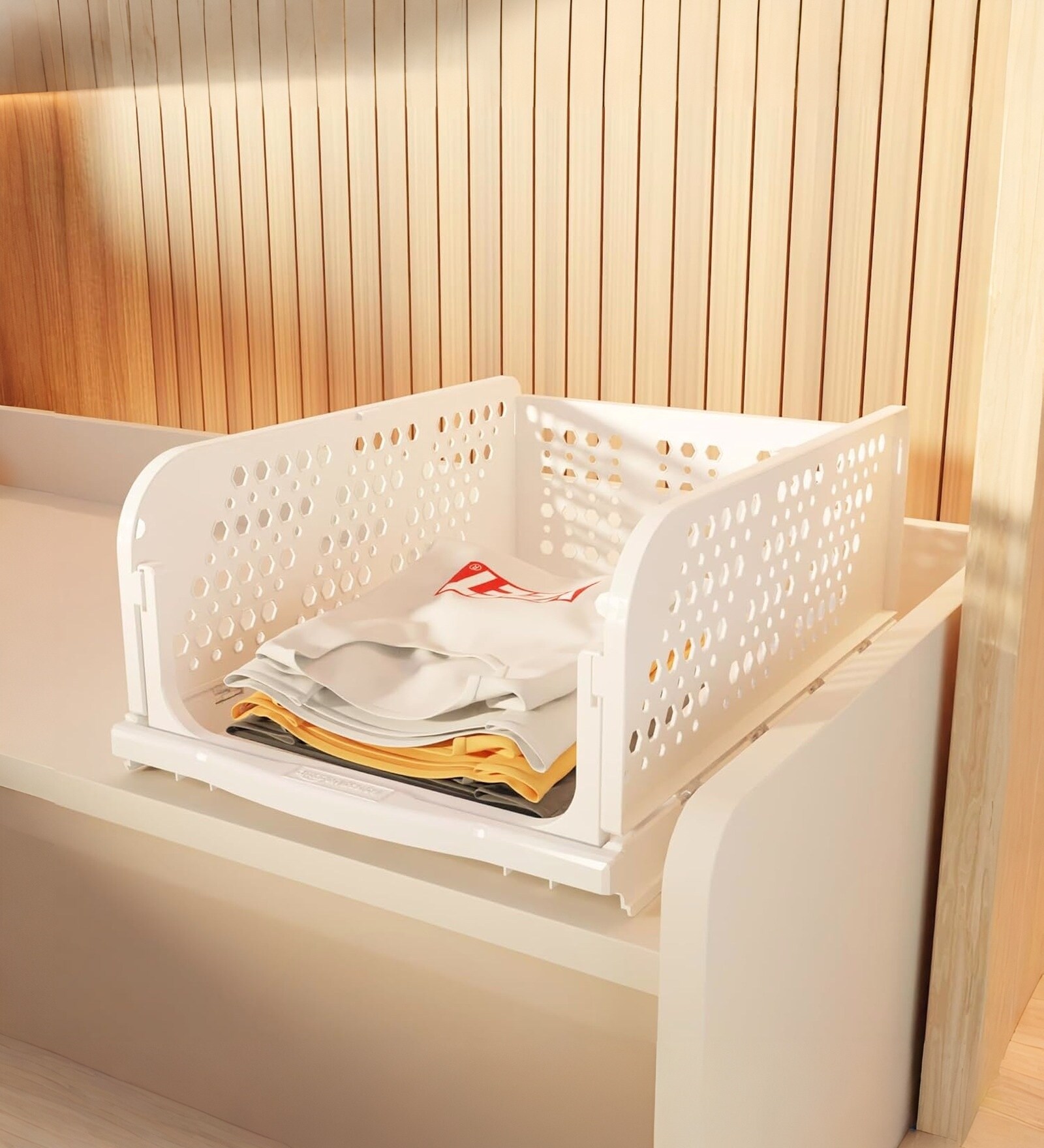White Big Cloth Rack Shirt Stracker Organizer 6 Pcs
