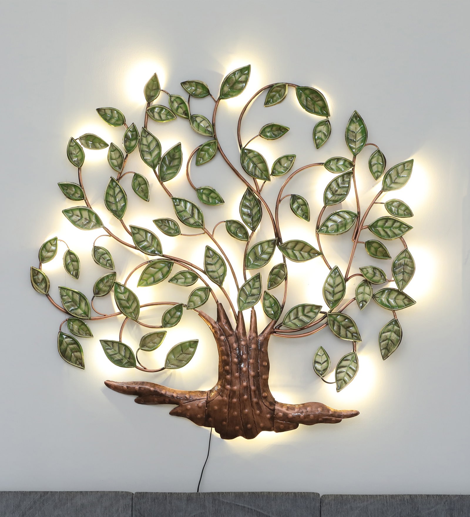 Big Lilac Tree Multicolour Iron Wall Art With Led