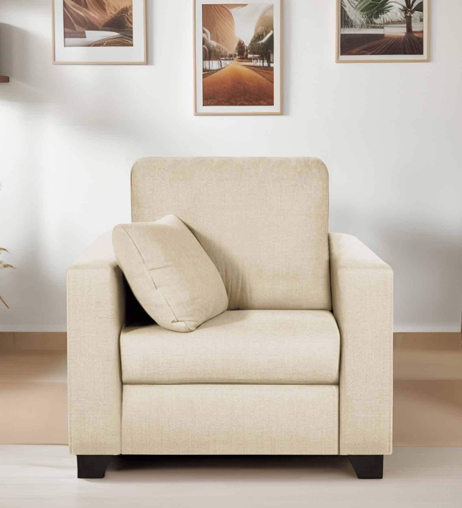 Bingo Fabric 1 Seater Sofa In Creamy Cashmere Colour