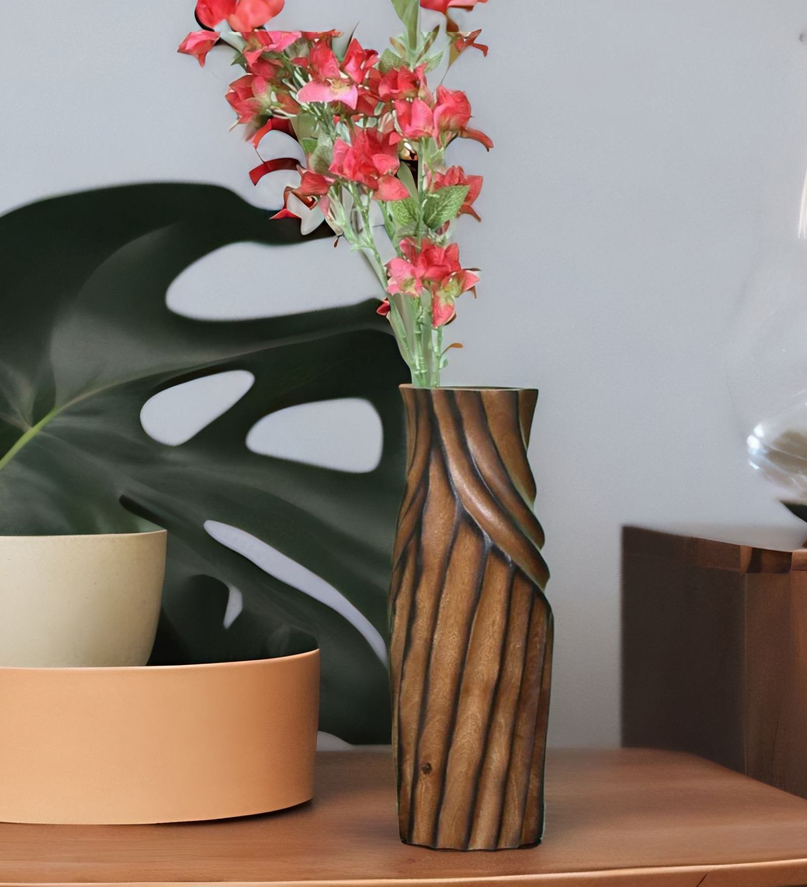 Biophilic Cult Brown Wood Table Vase