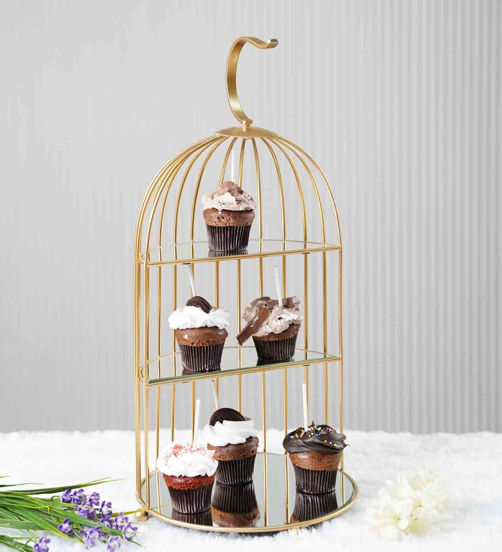 Birde Gold Metal Cake Stand