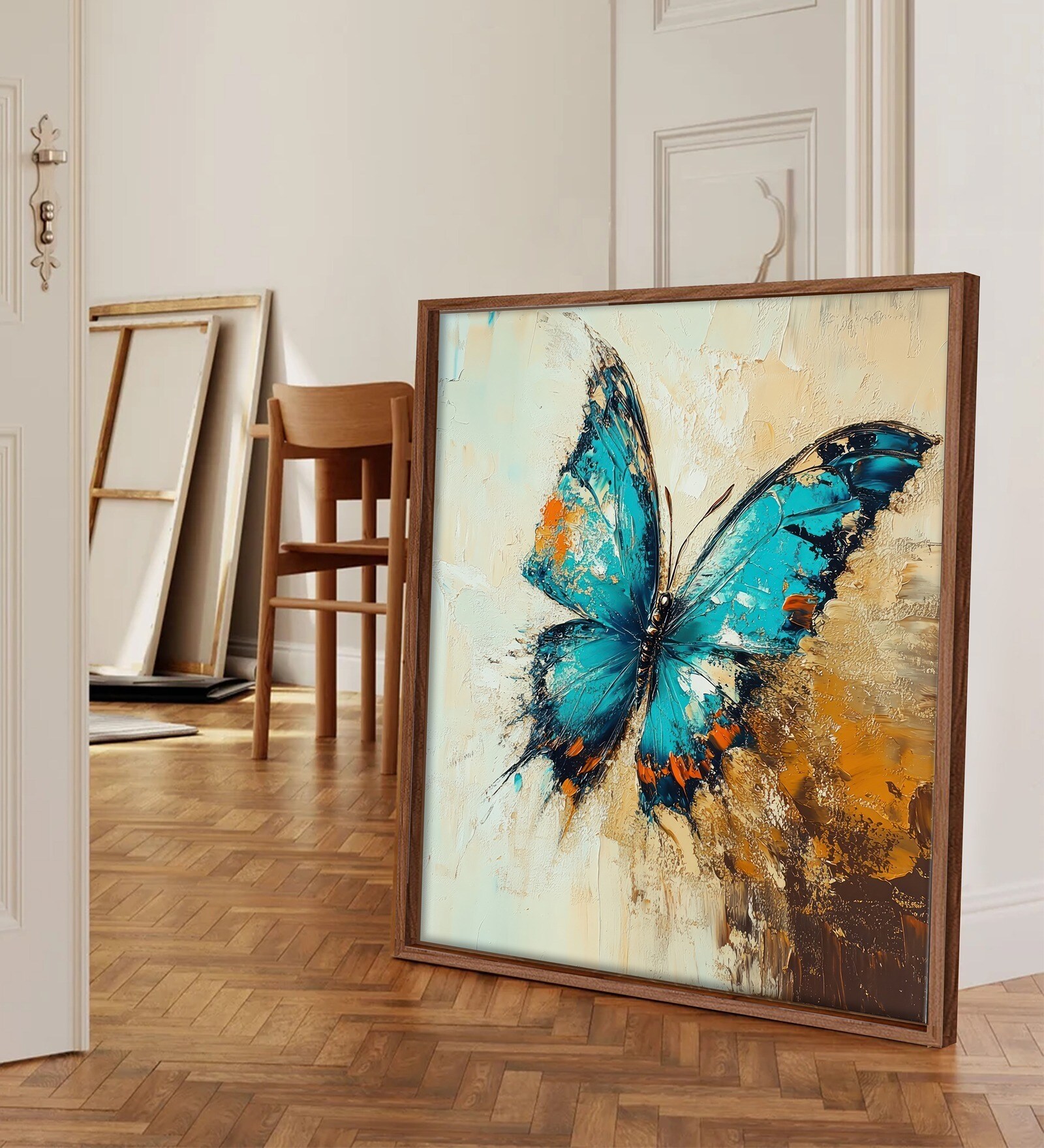 23 Inches Butterfly Canvas Framed Wall Art Printed Pinting