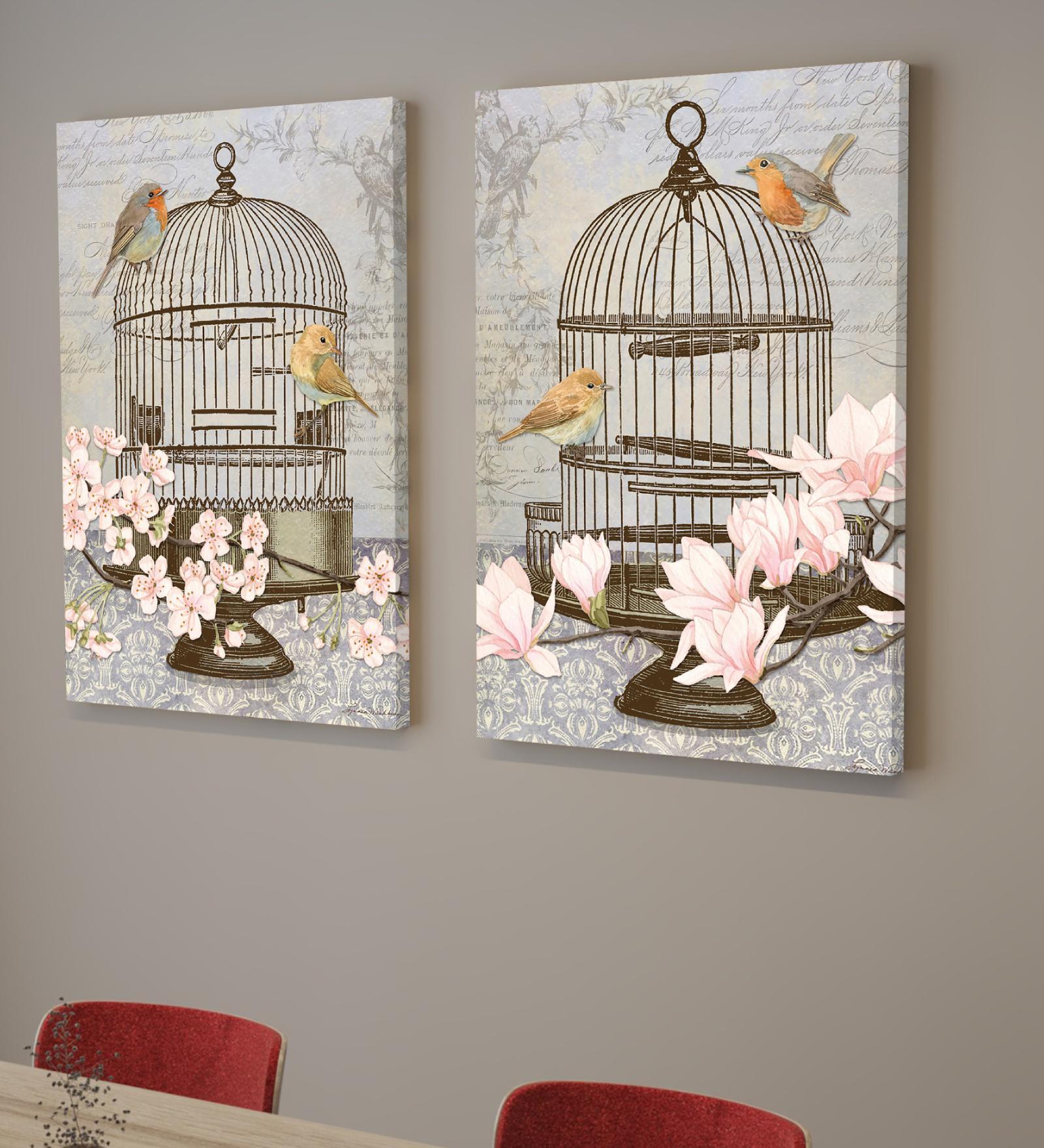 Bird Multicolour Synthetic Wood (Set of 2) Art Panels