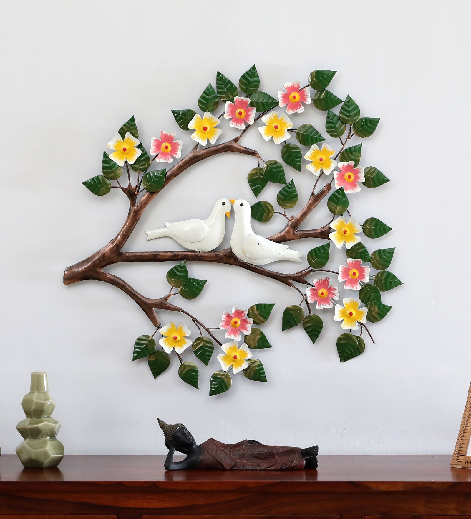 Birds Multicolour Handmade Metal Wall Art