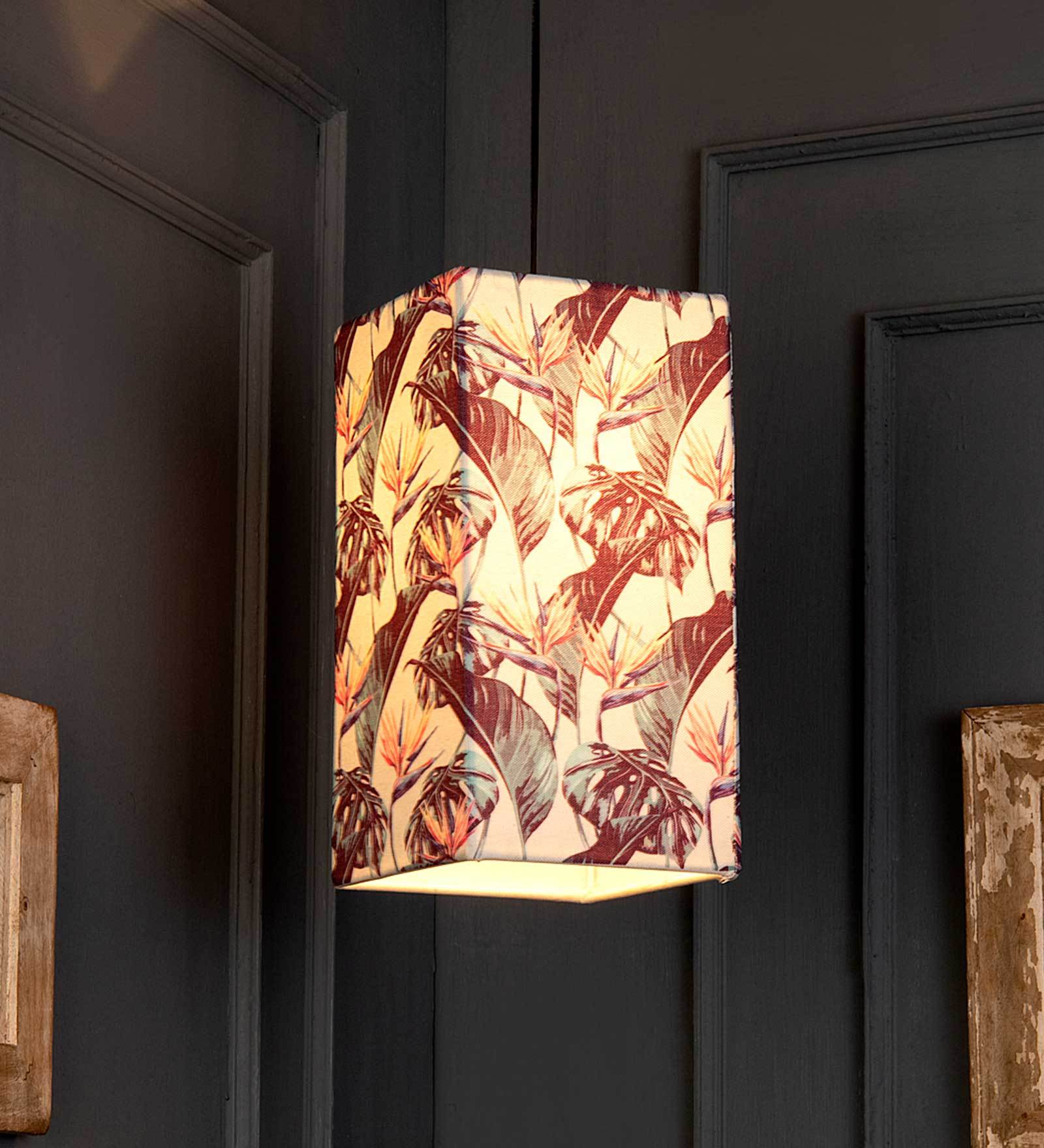Birds of Paradise Multicolor Fabric Single Hanging Light