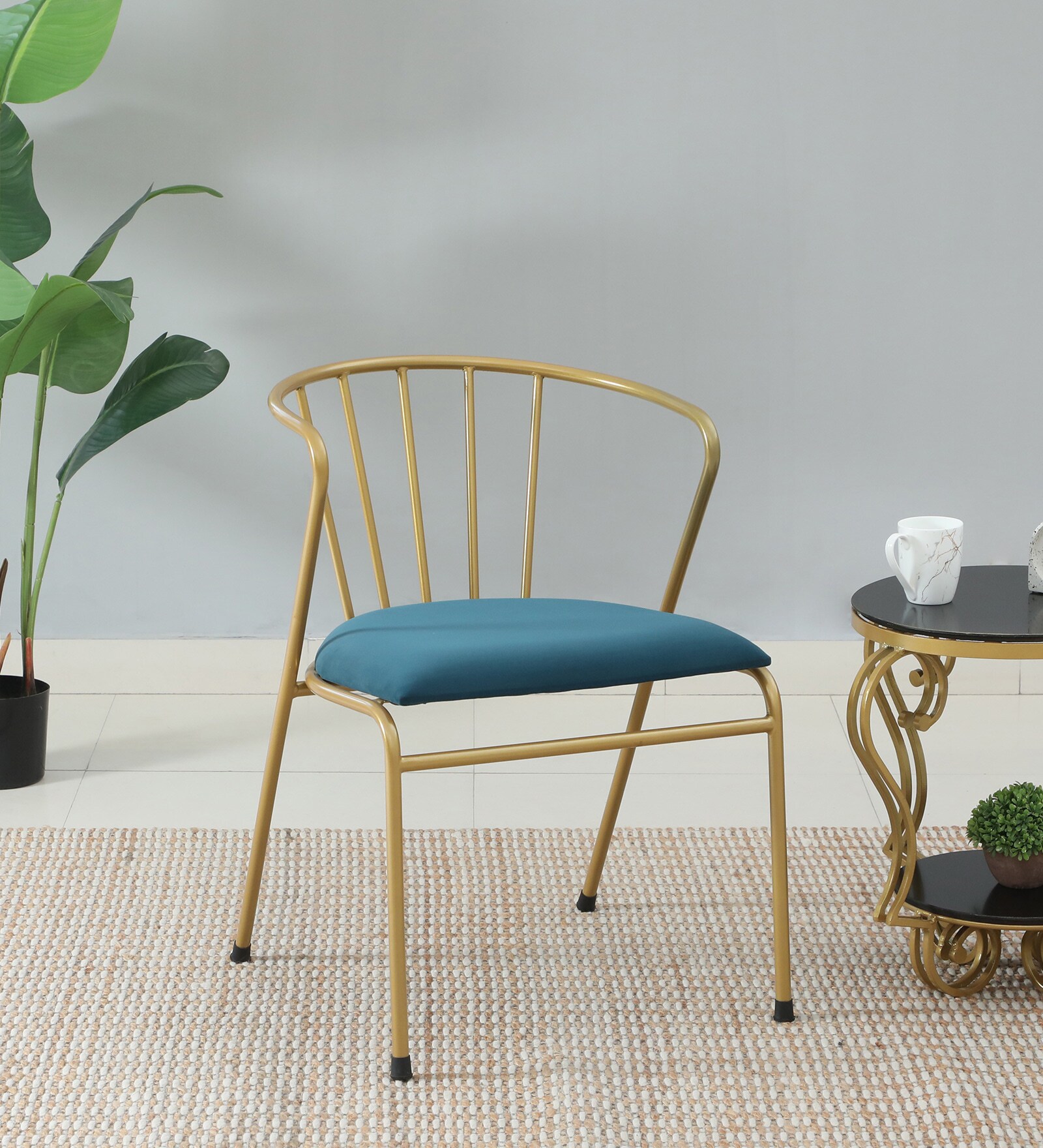 Birsa Metal Cafe Chair In Gold Finish