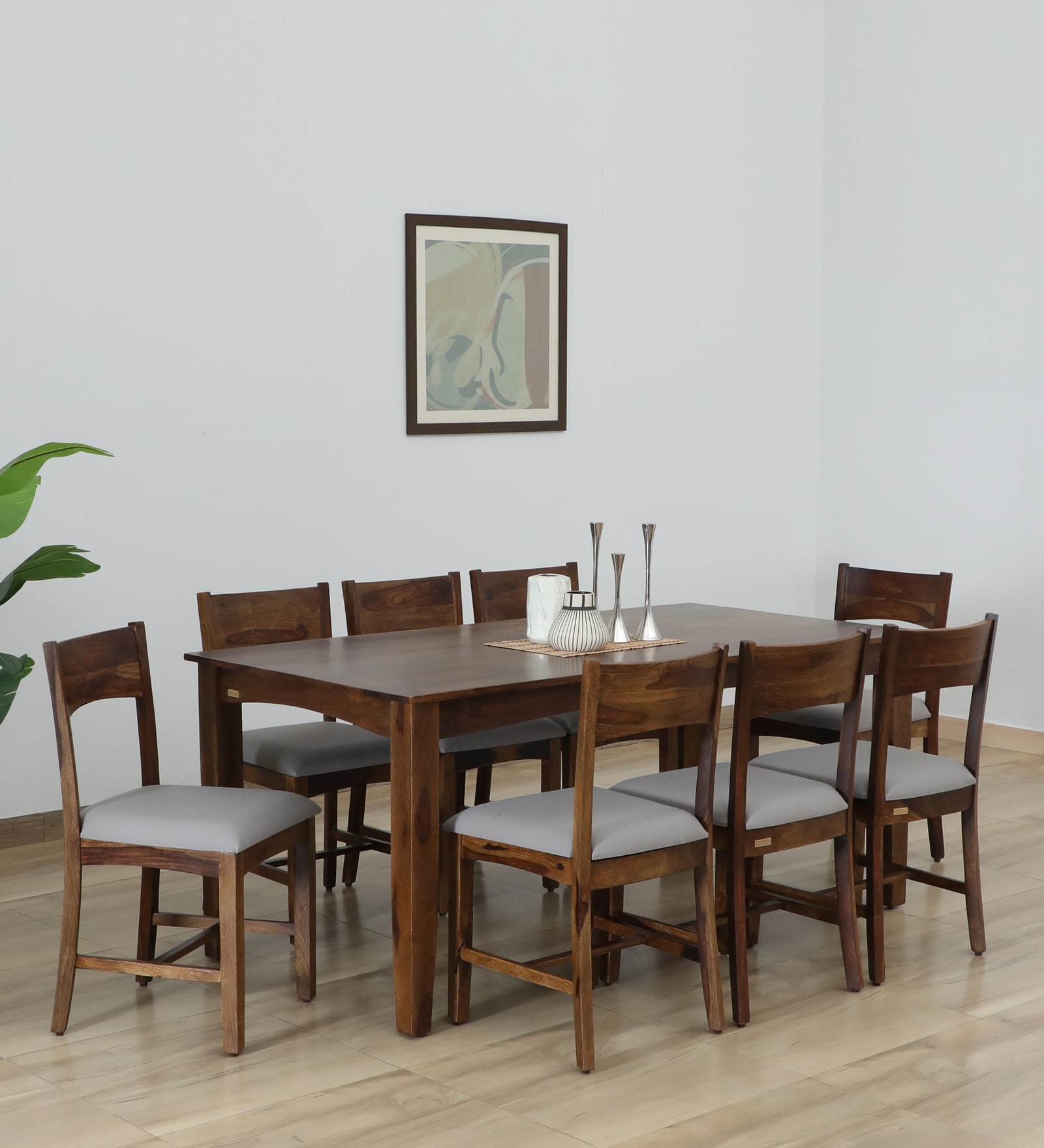 Biscay Sheesham Wood 8 Seater Dinning Set In Scratch Resistant Provincial Teak Finish