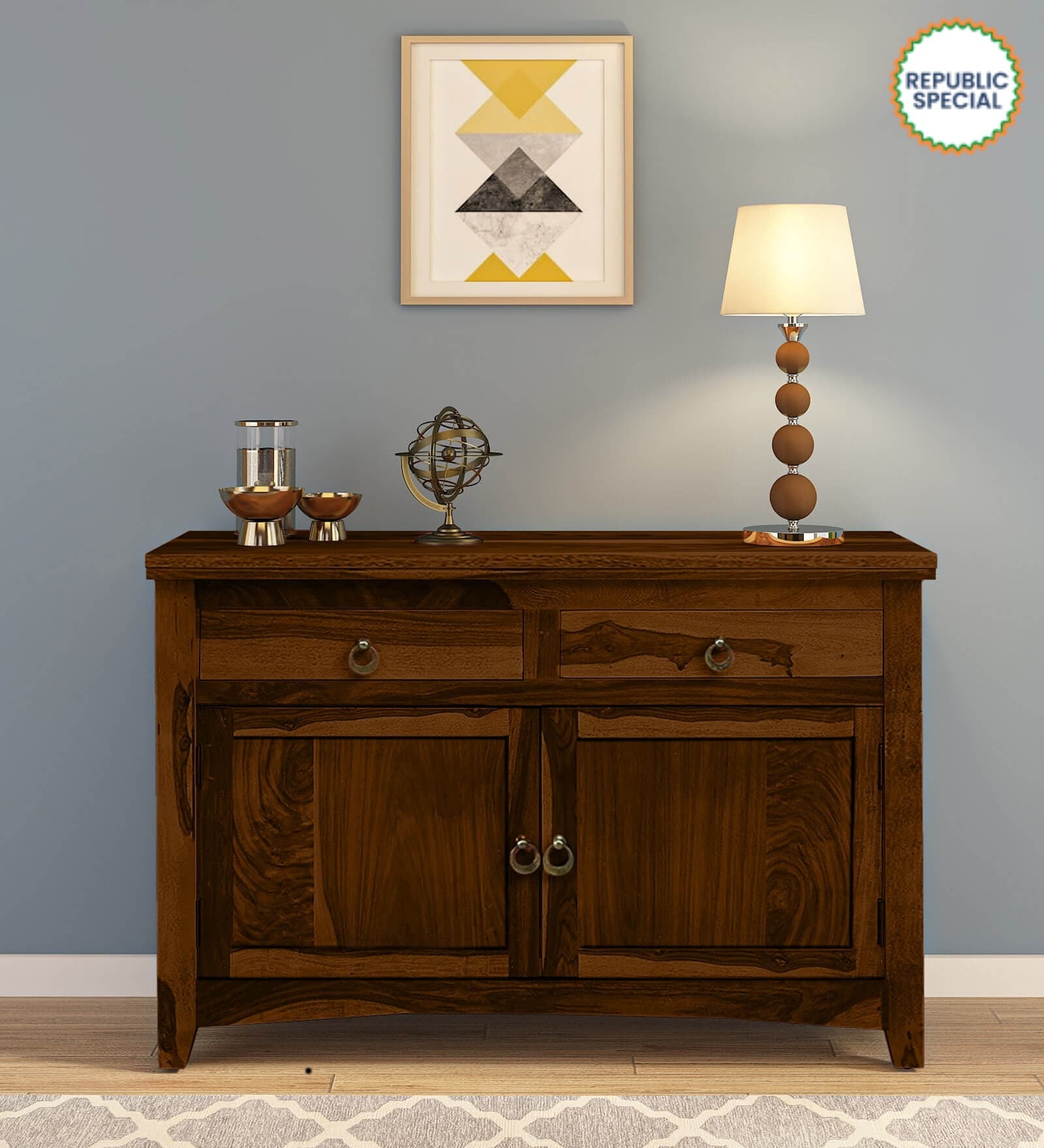 Biscay Sheesham Wood Sideboard in Scratch Resistant Provincial Teak Finish