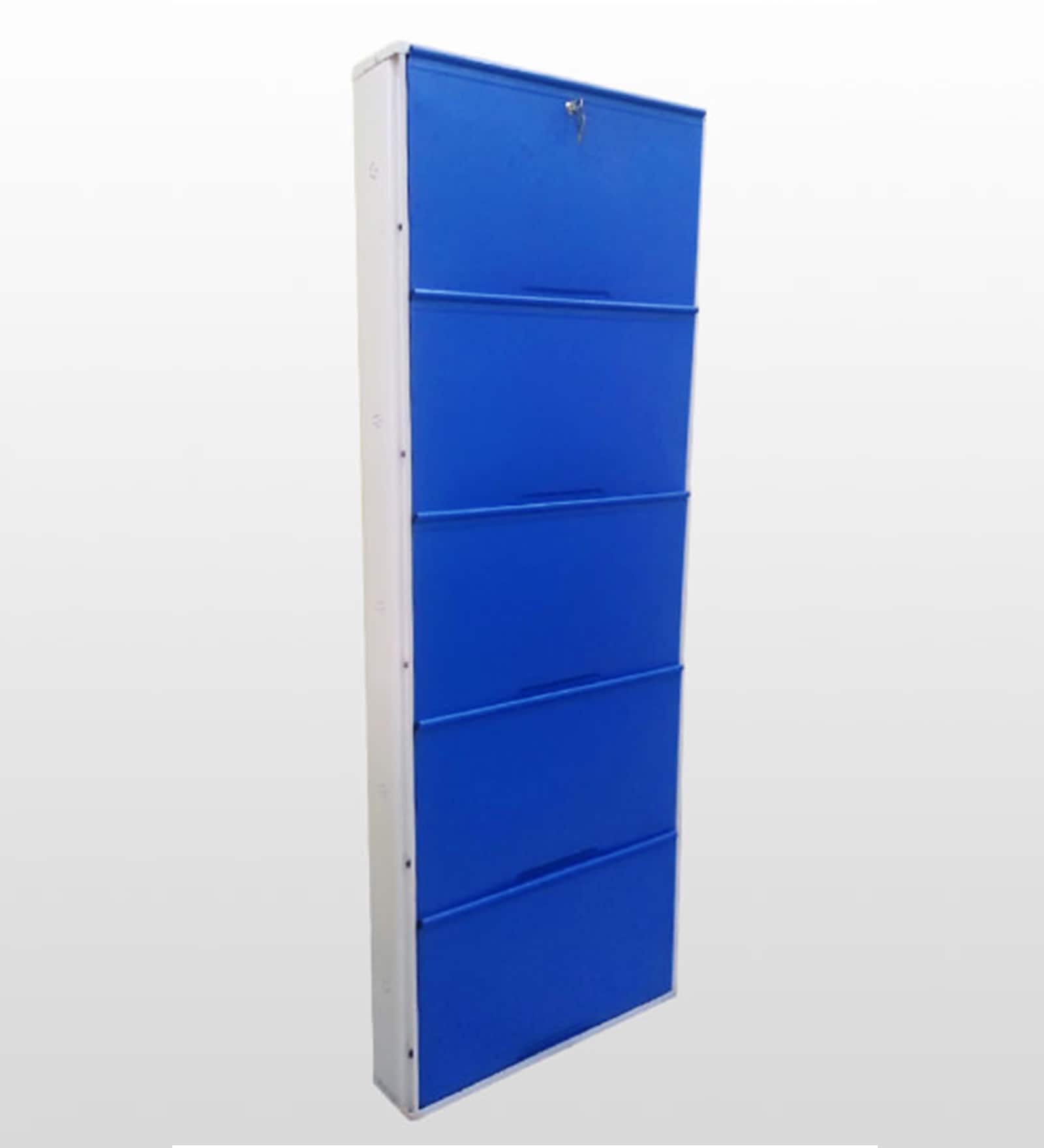 Buy Five Door Metal Shoe Rack In Ivory & Blue Colour By Biyani Online ...