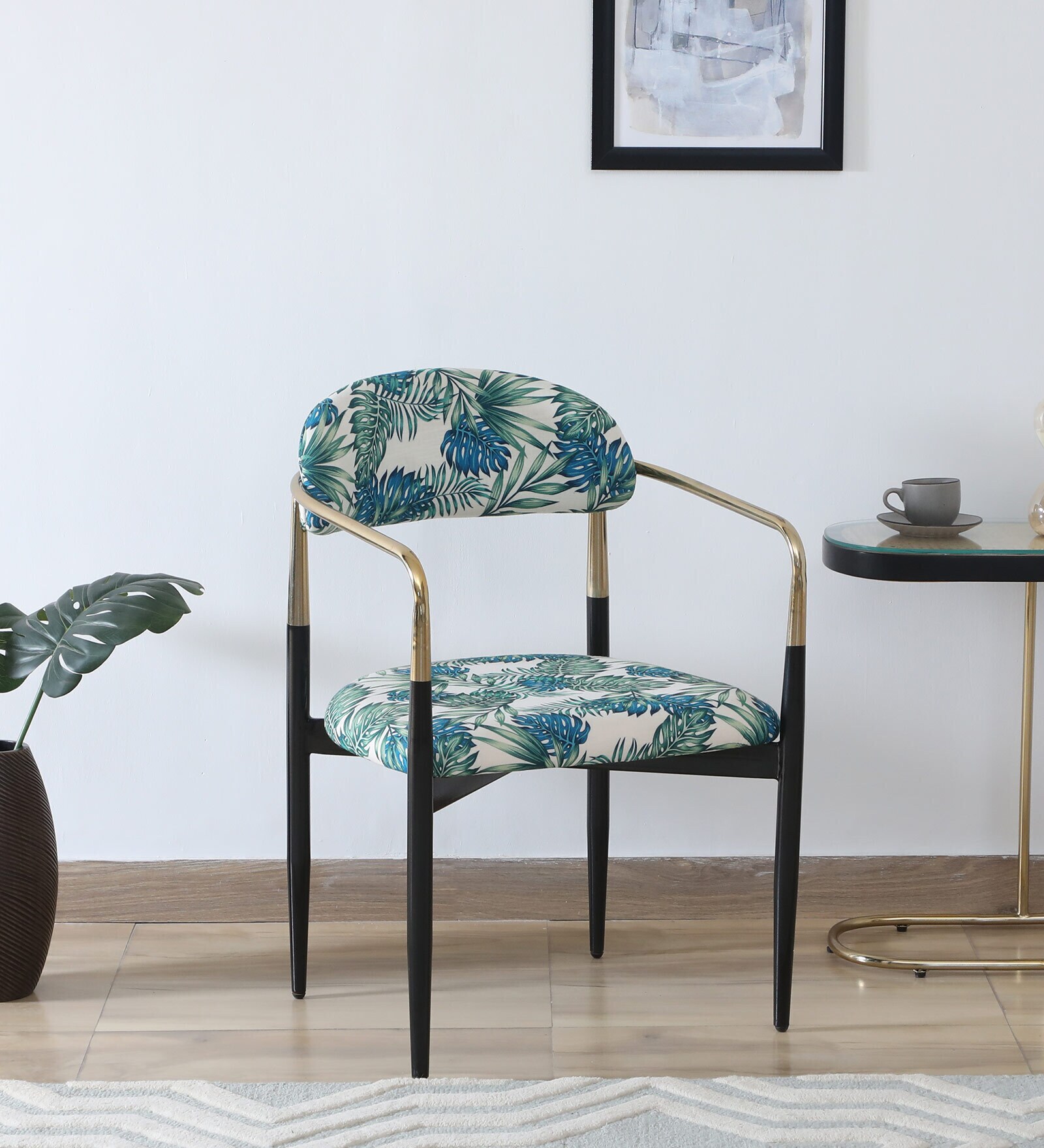 Bizerk Metal Arm Chair In Black And Gold Finish
