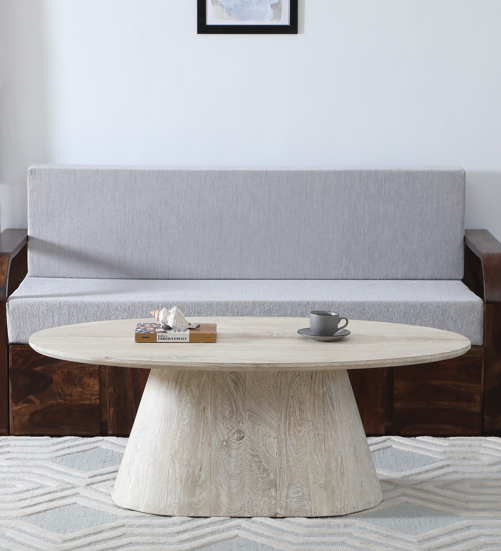 Bizerk Solid Wood Coffee Table In Sandblasted White Finish