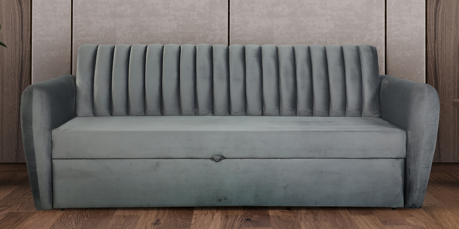 Bianca 3 Seater Fabric Sofa Cum in Steel Grey Colour