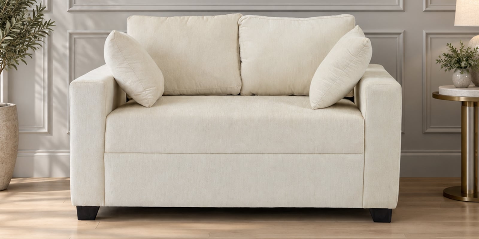 Bingo Fabric 2 Seater Sofa In Creamy Cashmere Colour
