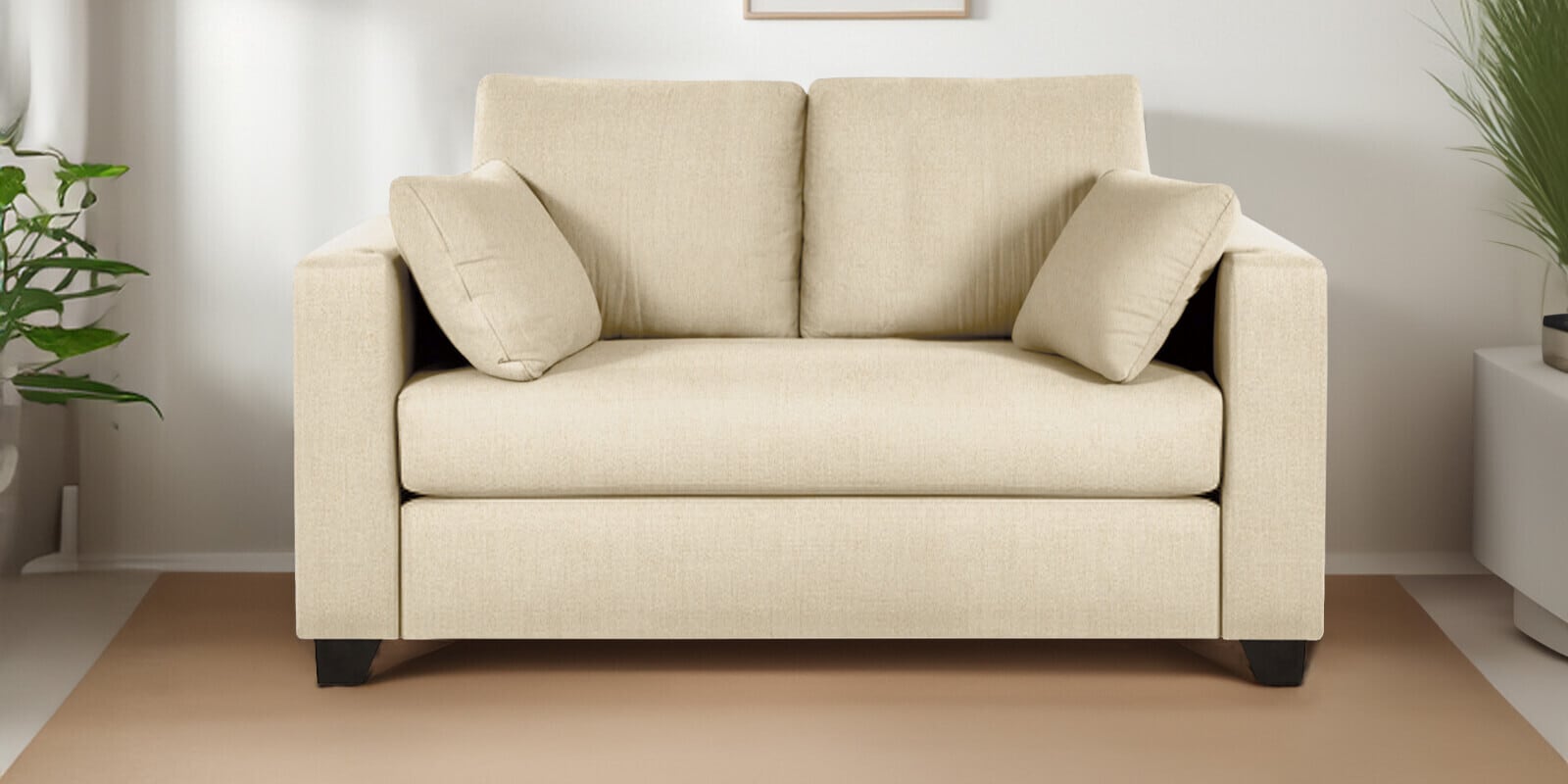 Bingo Fabric 2 Seater Sofa In Creamy Cashmere Colour
