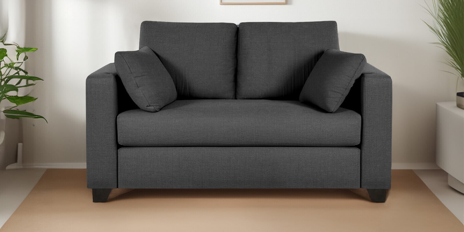 Bingo Fabric 2 Seater Sofa In Grey Colour