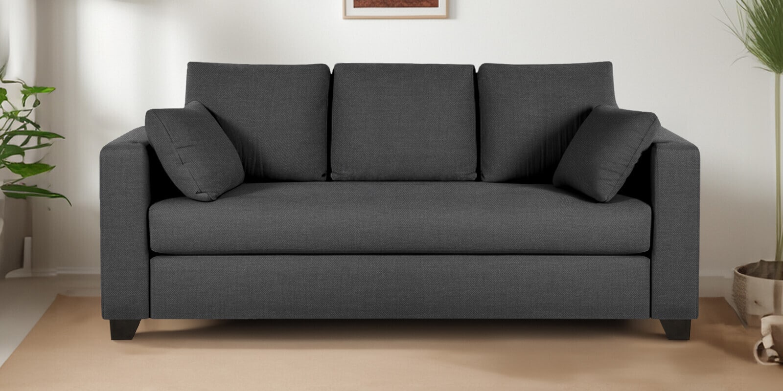 Bingo Fabric 3 Seater Sofa In Grey Colour