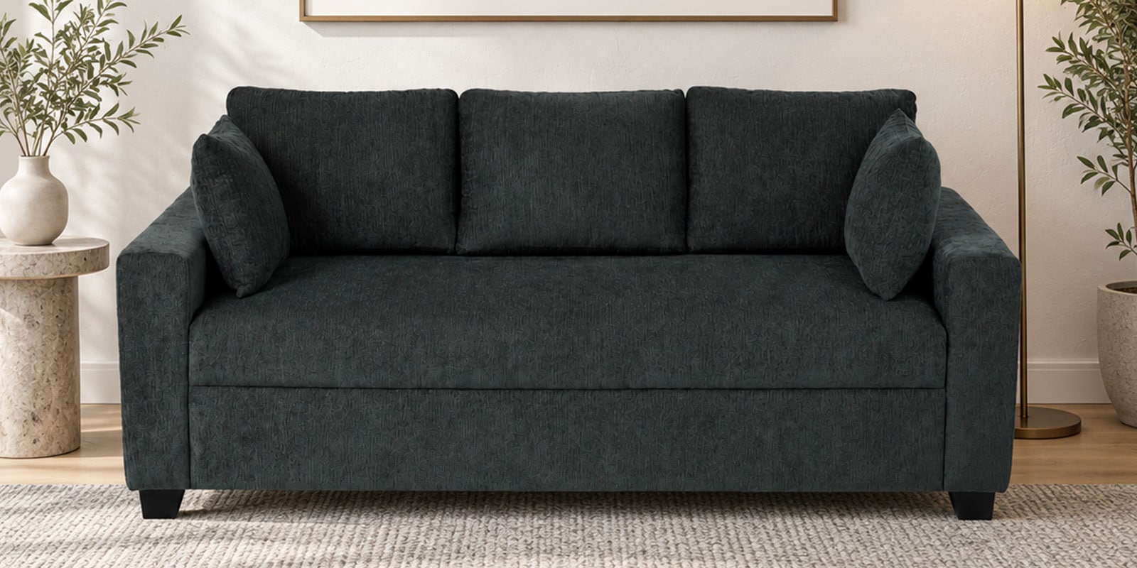 Bingo Fabric 3 Seater Sofa In Grey Colour Bingo Fabric 3 Seater Sofa In Grey Colour