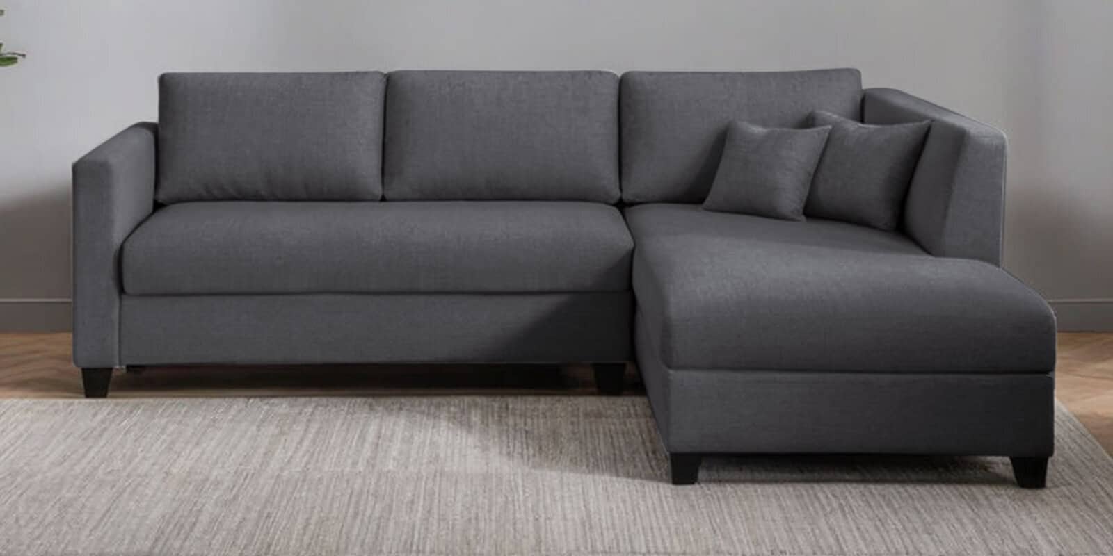 Bingo Fabric LHS Sectional Sofa (2+ Lounger) In Grey Colour