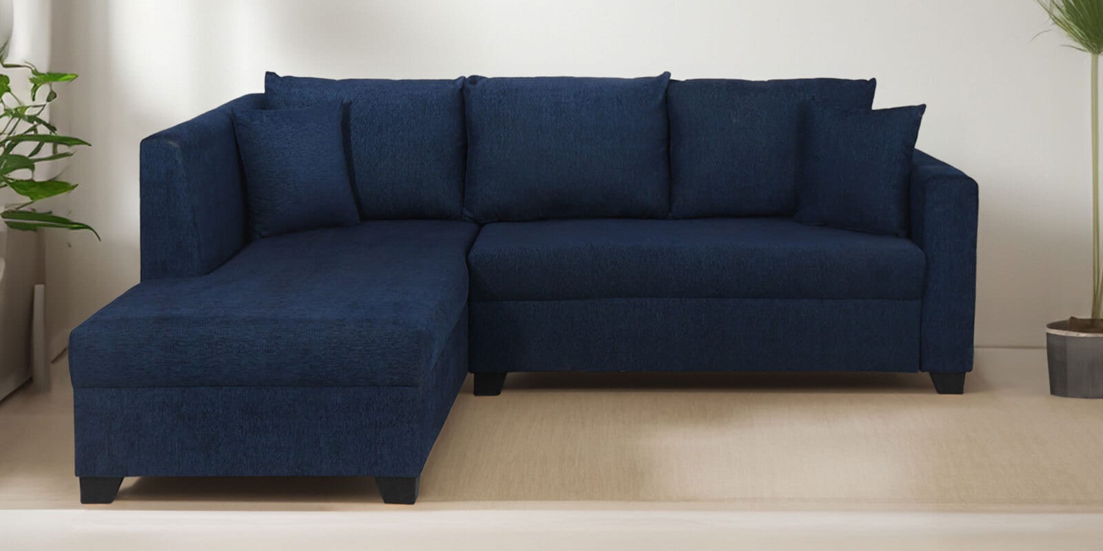 Bingo Fabric RHS Sectional Sofa ( 2+ Lounger ) In Cool Cobalt Colour
