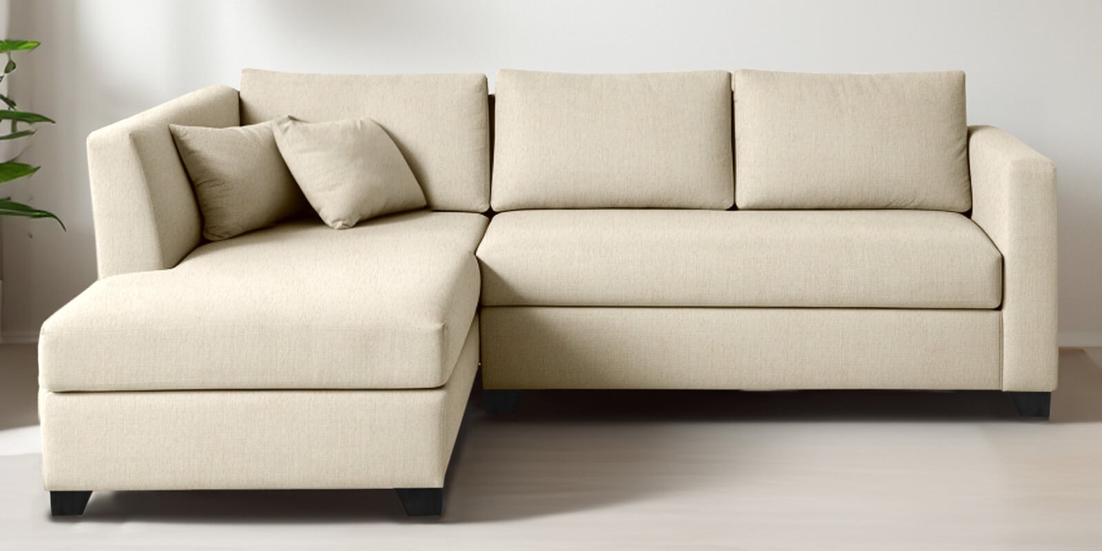 Bingo Fabric RHS Sectional Sofa (2+ Lounger) In Creamy Cashmere Colour