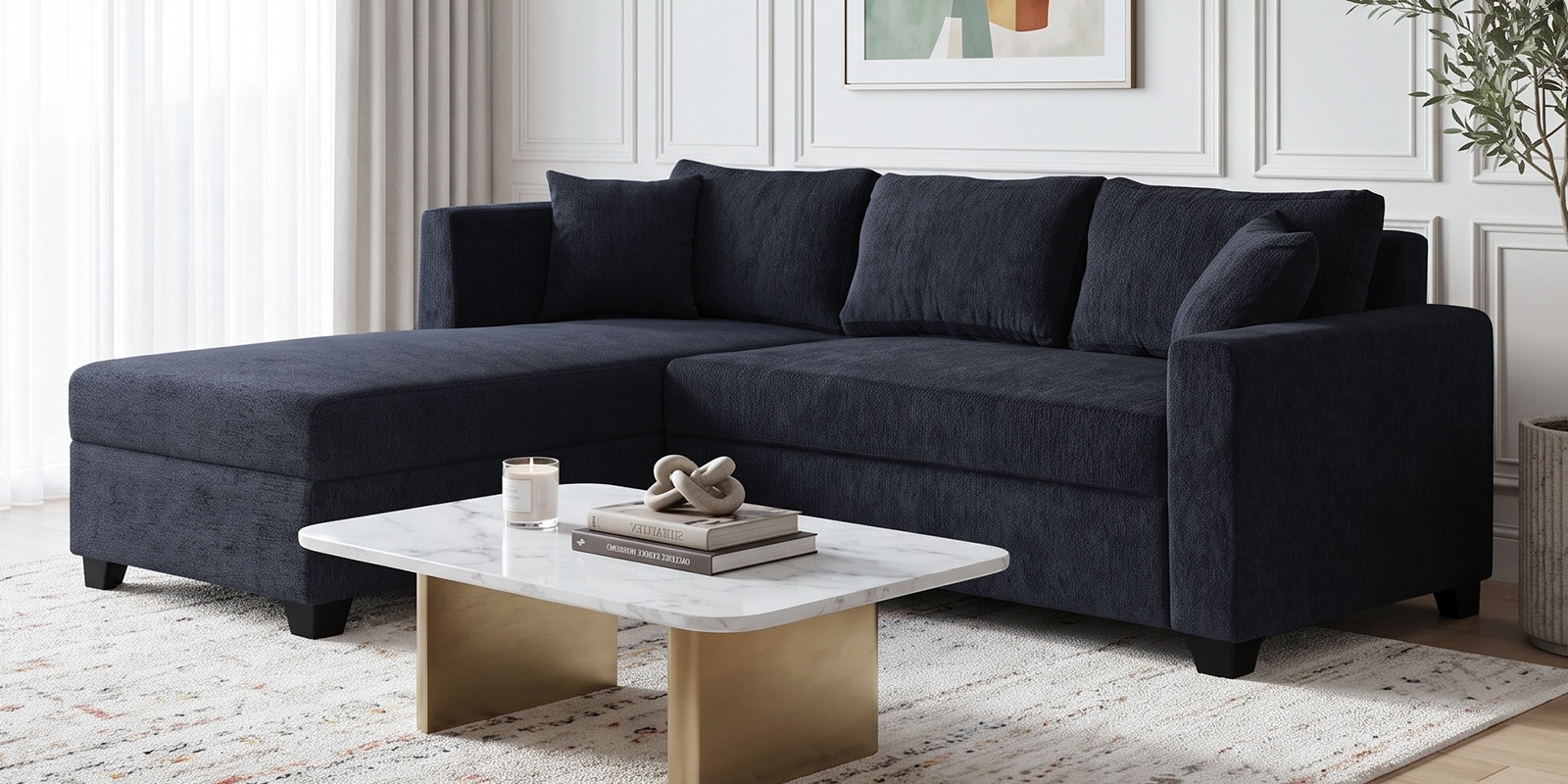 Bingo Fabric RHS Sectional Sofa (2+ Lounger) In Grey Colour