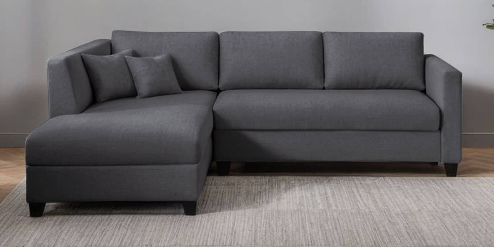 Bingo Fabric RHS Sectional Sofa (2+ Lounger) In Grey Colour