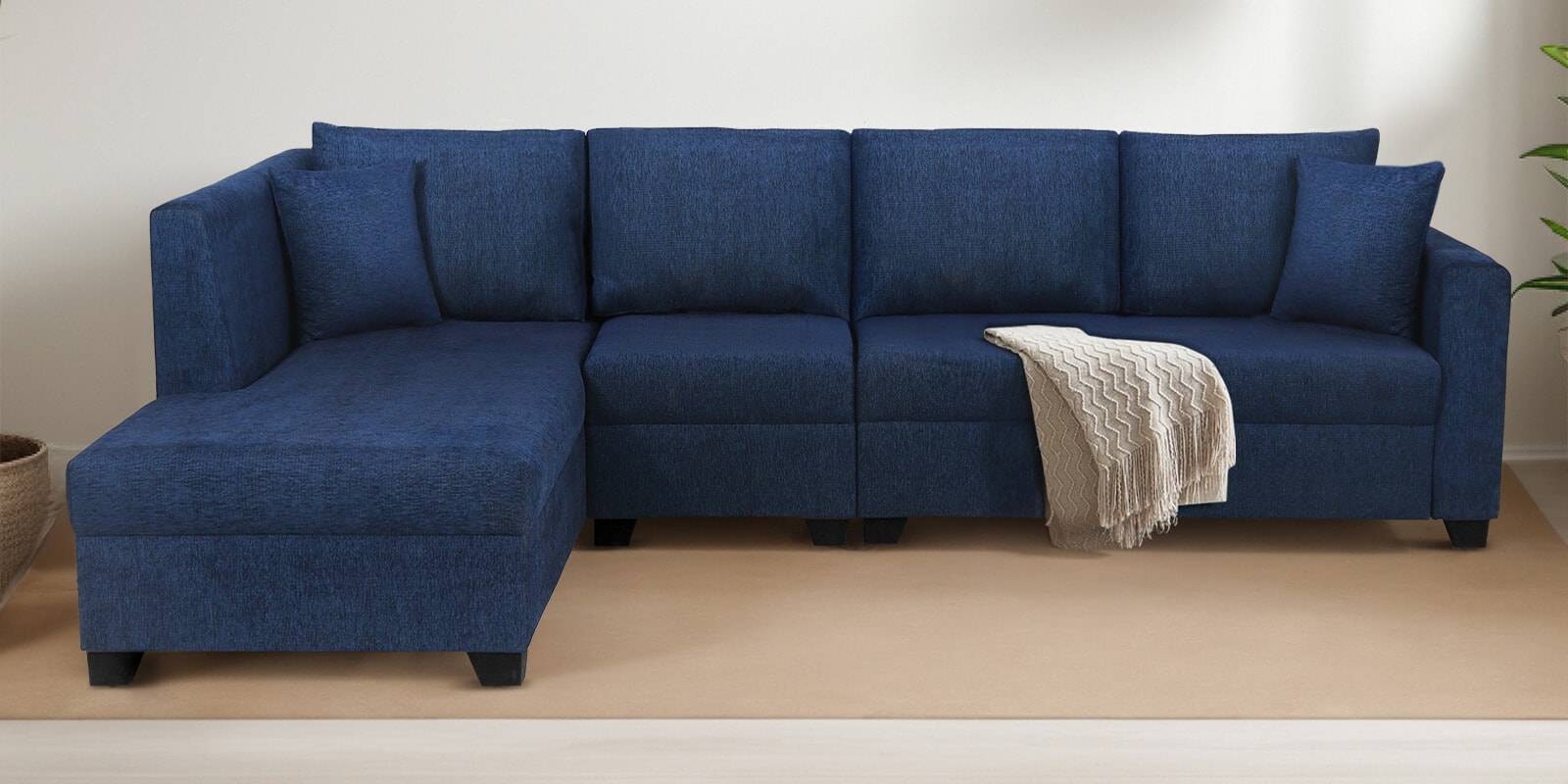 Bingo Fabric RHS Sectional Sofa (3+ Lounger) In Cool Cobalt Colour