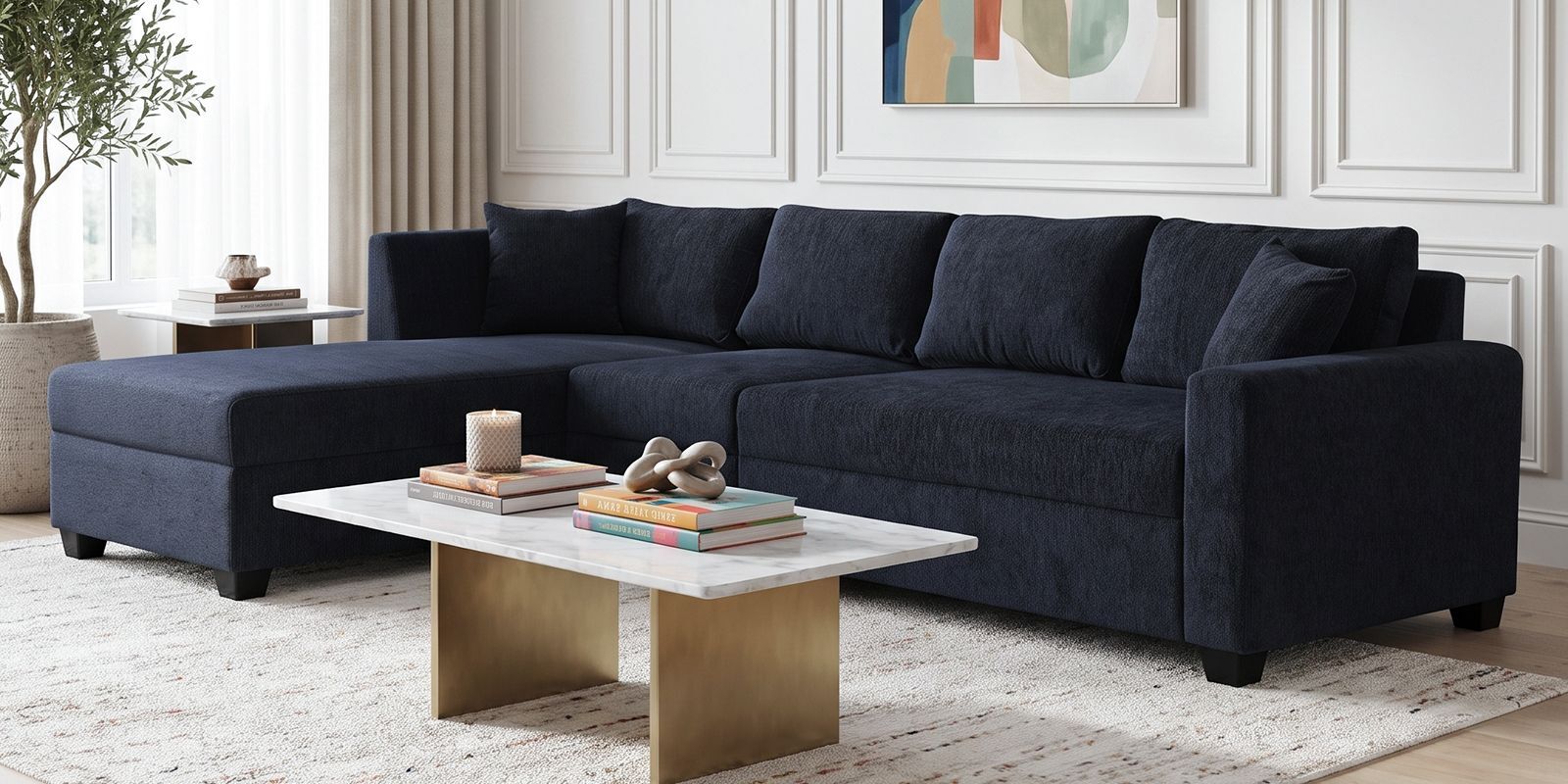 Bingo Fabric RHS Sectional Sofa (3+ Lounger) In Grey Colour Bingo Fabric RHS Sectional Sofa (3+ Lounger) In Grey Colour