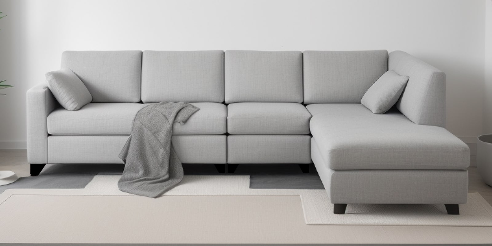 Bingo Velvet LHS Sectional Sofa (3+ Lounger) In Grey Colour