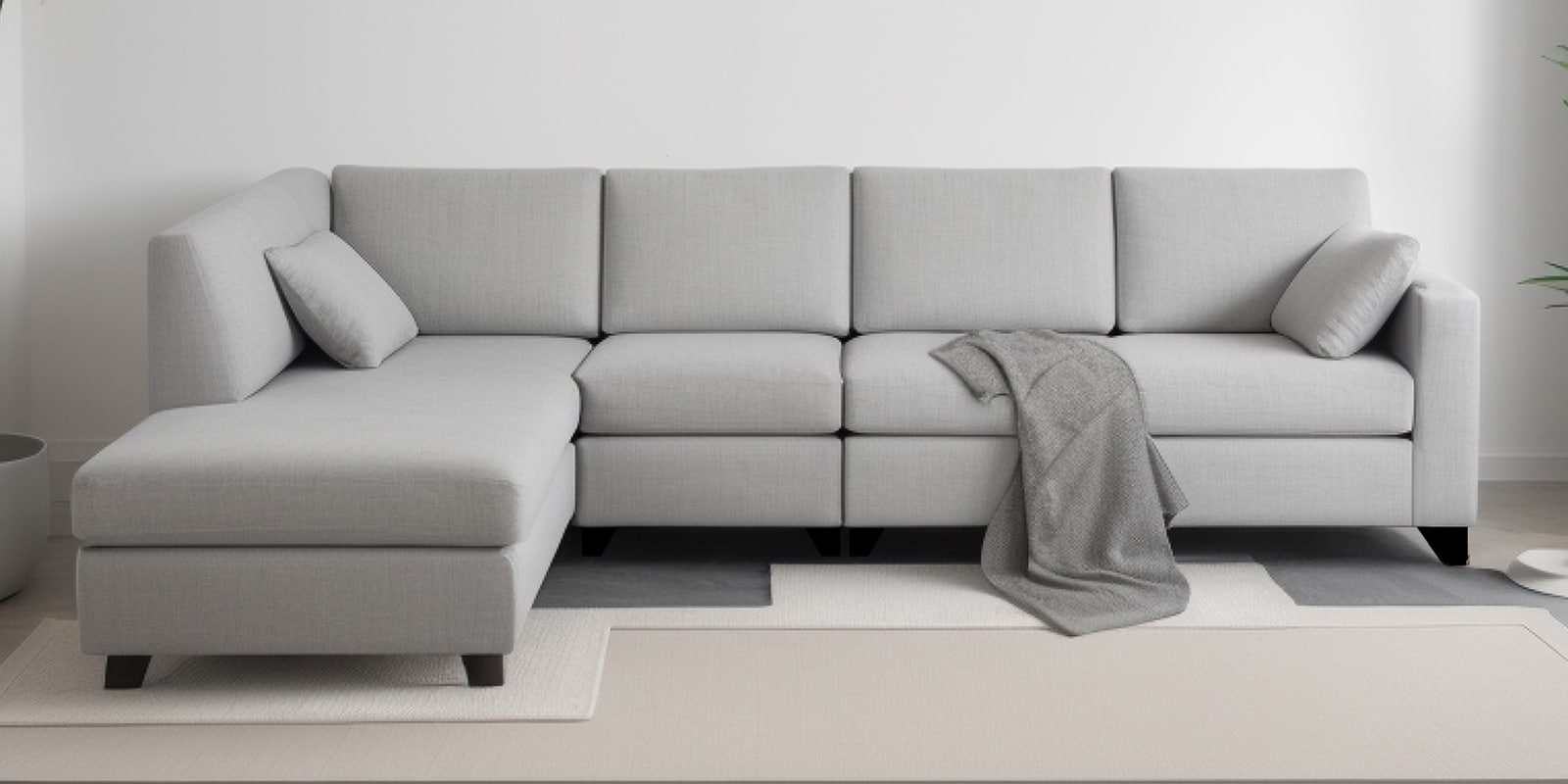 Bingo Velvet RHS Sectional Sofa (3+ Lounger) In Grey Colour Bingo Velvet RHS Sectional Sofa (3+ Lounger) In Grey Colour