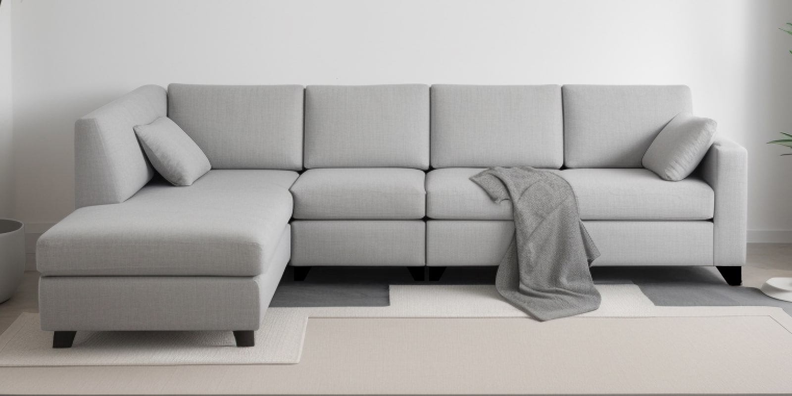 Bingo Velvet RHS Sectional Sofa (3+ Lounger) In Grey Colour