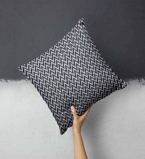 Cotton Jute Abstract Handloom Cushion Cover - 16 x 16 Inches