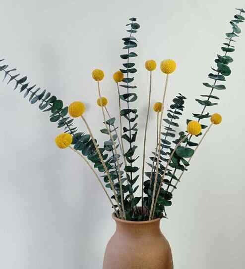10 Billy Ball & 5 Eucalyptus Artificial Flower Bunch