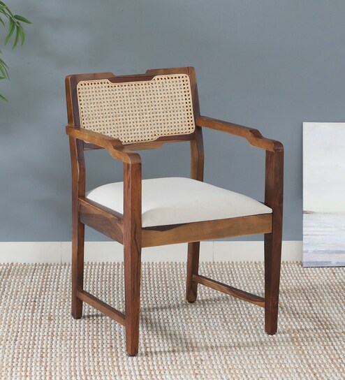Binche Sheesham Wood Arm Chair In Scratch Resistant Provincial Teak Finish
