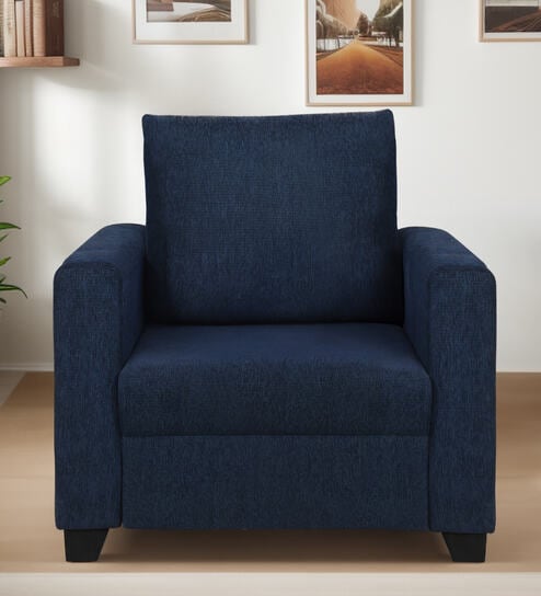 Bingo Fabric 1 Seater Sofa In Cool Cobalt Colour