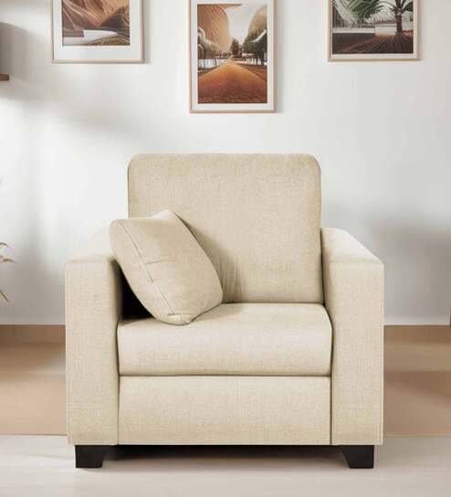 Bingo Fabric 1 Seater Sofa In Creamy Cashmere Colour
