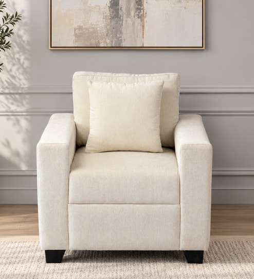 Bingo Fabric 1 Seater Sofa In Creamy Cashmere Colour